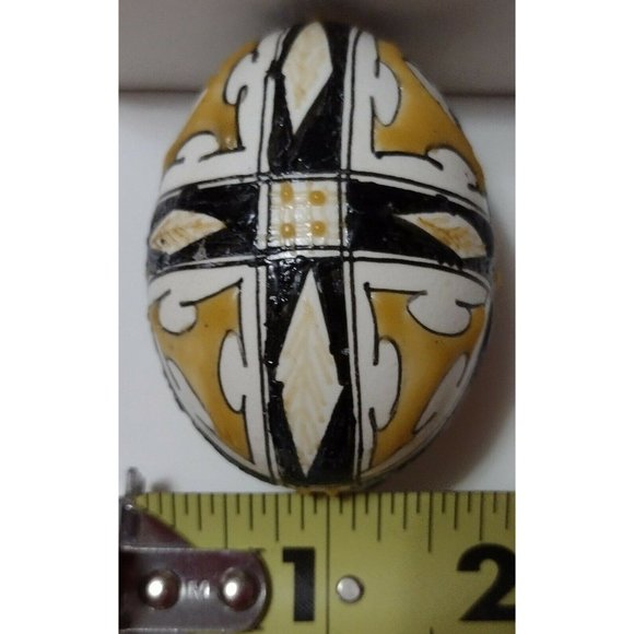 Vintage Romanian Pysanky Hand Painted Real Easter Egg Gold Black Heraldic Design - Picture 1 of 5